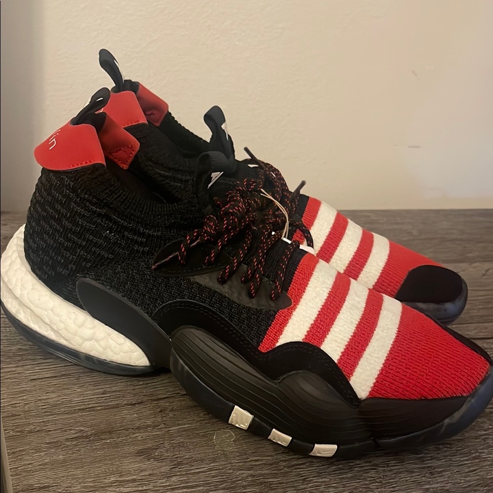 Adidas Black and Red Knit Sneakers